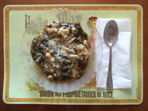 Coliflor en bechamel de espinacas.